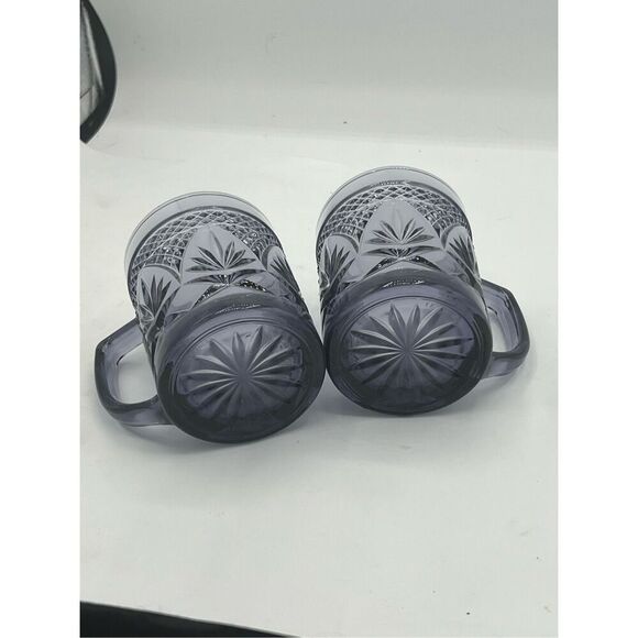 Set Of 2 Vintage Crystal d' Arques Durand Amethyst Purple Glass Coffee Tea Mugs - Picture 7 of 7